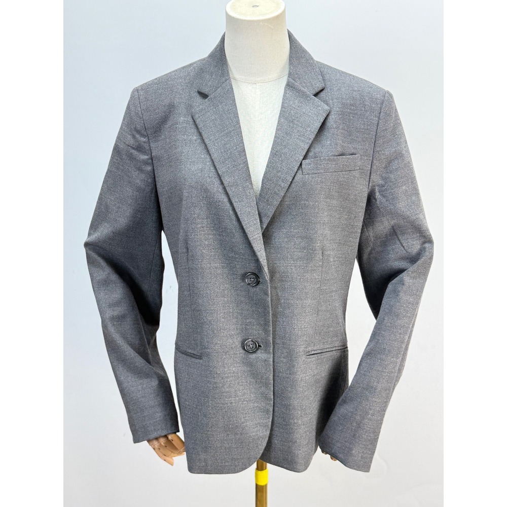 Lauren Ralph Lauren Womens Gray Wool Blend 2 Button Blazer Jacket Size 12